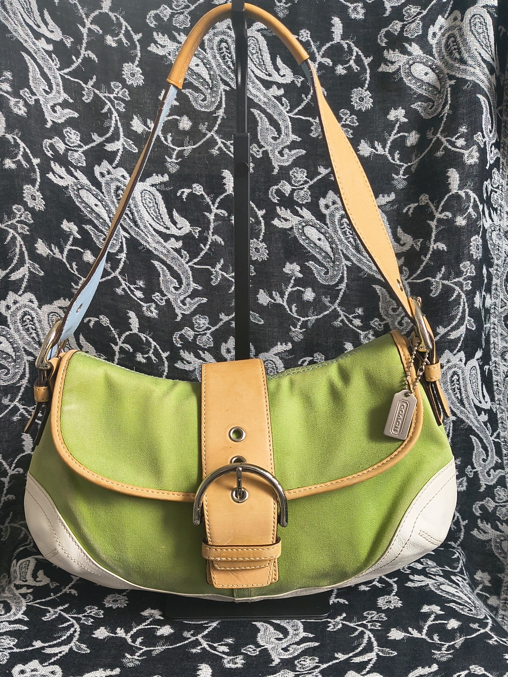 Coach Vintage Green Canvas Buckle Flap Y2K